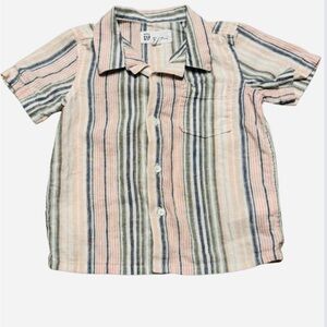 GAP Kids Striped Button Down Shirt - Pink, Blue, Cream